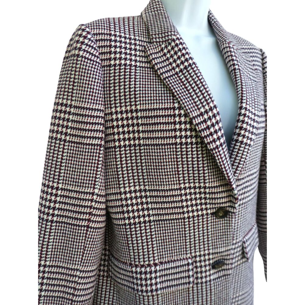 J. Crew Houndstooth Plaid Blazer WooL Blend Functional Button Cuffs Vent Lined 6